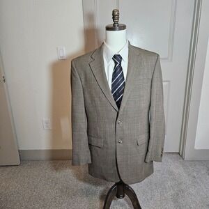 Lauren Ralph Lauren 42L Wool Suit Blazer Jacket Sport Coat Men Houndstooth Brown